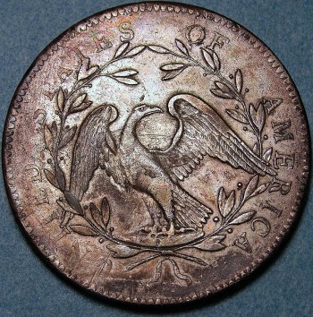 Jedna z najdroższych monet świata Dolar "Flowing Hair" z 1794 roku - rewers